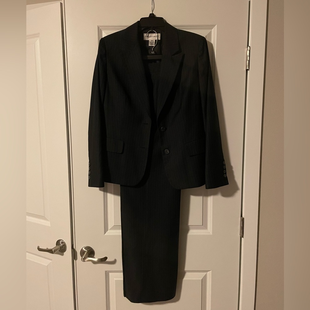 Jones New York Suit Grey Pinstripe